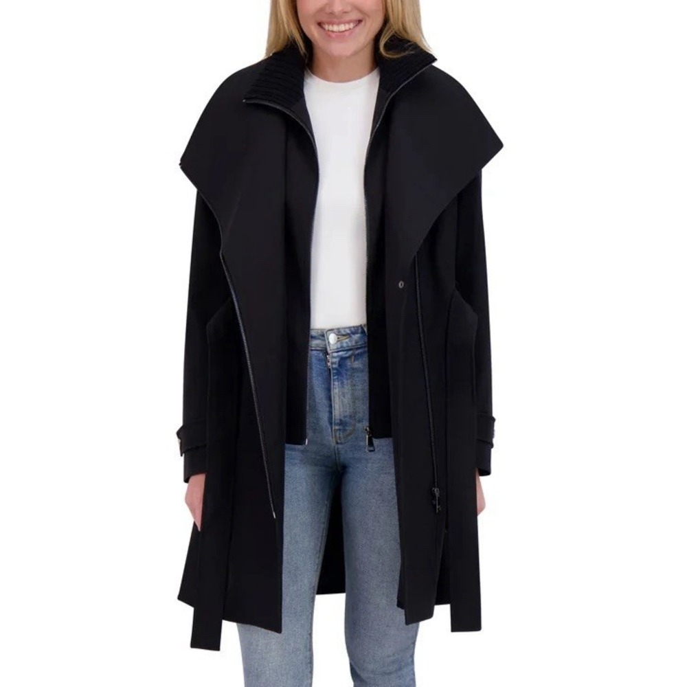 Halston Women's Trench Coat, Black, Size M